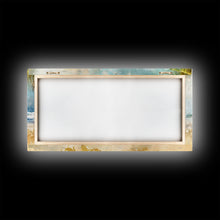 Cargar imagen en el visor de la galería, Christmas family picnic by the beach with surfboards and tree, framed canvas print tropical coastal holiday beach Christmas decor