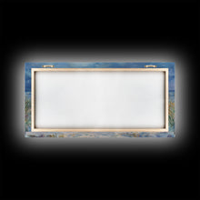 Load image into Gallery viewer, Beach Christmas family gathering by the ocean and bonfire, framed canvas print featuring tropical holiday decor wall art