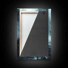 Load image into Gallery viewer, Ghost Ship in Storm Halloween Art, Spooky Maritime, Haunted Ocean, Creepy Seascape, Stormy Night, Framed Canvas Print