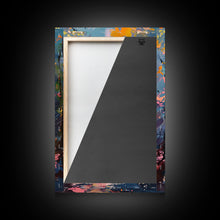 Load image into Gallery viewer, Eerie Moonlit Cemetery Framed Canvas Print, Halloween, Haunted Graveyard Wall Art, Gothic Horror Decor, Spooky Artwork, Framed Canvas Print