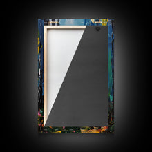 Load image into Gallery viewer, Ghostly Churchyard Framed Canvas Print, Halloween Haunted Church, Spooky Graveyard Art, Gothic Decor, Nighttime Artwork, Framed Canvas Print