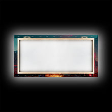 Load image into Gallery viewer, Cyberpunk city canvas, video game concept art, living room wall art, dystopian art, outrun style city at sunset, man cave art canvas print