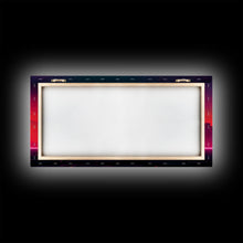 Load image into Gallery viewer, Cyberpunk lake art, city canvas, video game concept art, living room wall art, dystopian art, outrun city at sunset, man cave canvas print