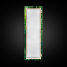 Carregar imagem no visualizador da galeria, Geometric Abstract Art in Green and Yellow Tones - Framed Canvas Print, Midcentury Modern Art, Skinny Art, Tall Art, Living Room Wall Decor, Boho Art