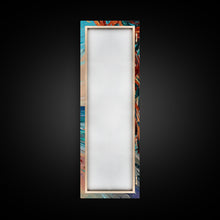 Carregar imagem no visualizador da galeria, Expressive Coastal Shoreline Landscape in Blue and Orange, Abstract Painting on Framed Canvas Print, Perfect for Beach-Themed Wall Art