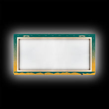 Load image into Gallery viewer, Art deco light house at sunset canvas print, sunset, vintage 20s style wall art, 30s style wall art, orange and turquoise sunset art