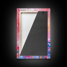 Load image into Gallery viewer, Blue and Pink Cowboy Boots with Floral Background - Framed Canvas Print, Rustic Western Wall Art, Vibrant Boot Art for Home Decor