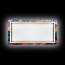 Carregar imagem no visualizador da galeria, Cacti and Mountains Under Sunset Sky, Vibrant Southwestern Landscape Art, Framed Canvas Print, Boho Living Room Decor, Desert Scene