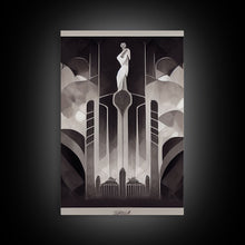 Load image into Gallery viewer, Black And White Art Print, Art Deco Architecture, Framed Canvas Print, Ready To Hang Framed Wall Art, Living Room Wall Hanging