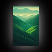Load image into Gallery viewer, Emerald Green Landscape, Rolling Hills of Ireland, Framed Canvas Print, Ready To Hang Framed Wall Art, Living Room Wall Hanging