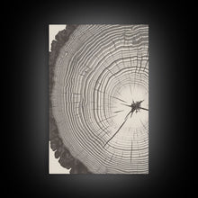 Load image into Gallery viewer, Boho Framed Canvas Wall Art Set, Wood Tree Rings Abstract Illustrations Prints Modern Art, Minimalist Neutral Boho Decor, Charcoal Sketch