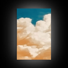 Carregar imagem no visualizador da galeria, Framed Canvas Wall Art Set of 3 Pastel Clouds, Navy Blue Sky, Nature Landscape Prints, Minimalist Modern Art Nature Boho Wall Decor