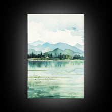 Carregar imagem no visualizador da galeria, Framed Canvas Wall Art Set of 3 Mint Green Forest Mountain Nature Landscape Prints Minimalist Modern Art Woodland Nursery Wall Art