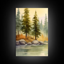 Load image into Gallery viewer, Beautiful Wall Art 3 Piece Canvas Print Framed Wall Decor, Watercolor Landscape Painting Print, Pacific Northwest, Oregon Art