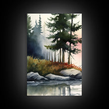 Carregar imagem no visualizador da galeria, Framed Canvas Wall Art Set of 3 Pastel Mountain Range Lake Nature Landscape Prints Minimalist Modern Art Woodland Nursery Decor Office Art