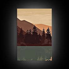 Load image into Gallery viewer, Boho Wall Art Prints, 3 Panel Canvas Art, Pacific Northwest Sunset, Boho Wall Art Set Minimalist Modern Mid Century Abstract Forest Wall Art