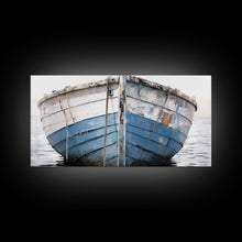 Load image into Gallery viewer, Boho Style Nautical Decor, Minimalist Art, Framed Canvas Print, Photograph Of An Old Wooden Ship, Beachhouse Decor, Wood Boat, Gift For Him