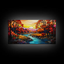 Load image into Gallery viewer, Beautiful Autumn Centerpiece Art, Framed Canvas Print, Stained Glass Style Decor, Fall Decor, Fall Art, Farmhouse Decor, Fall Home Decor