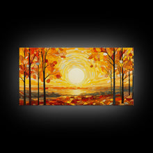 Load image into Gallery viewer, Beautiful Fall Decor Centerpiece Framed Canvas Print, Autumn Decor, Fall Wall Art, Above Mantle Wall Art, Stained Glass Style