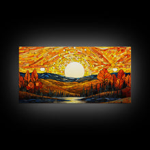 Carregar imagem no visualizador da galeria, Abstract Nature Fall Wall Art, Fall Home Decor, Autumn Wall Art, Fall Leaves, Farmhouse Fall Decor, Canvas Wall Art, Panoramic Art