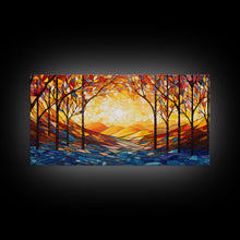 Carregar imagem no visualizador da galeria, Abstract Art Print, Botanical Art, Sunset Wall Art, Vibrant Art, Autumn Print, Fall Wall Art, Canvas Art Print, Wall Hanging, Panoramic Art