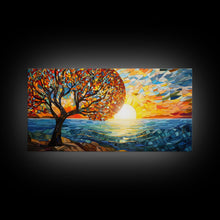 Load image into Gallery viewer, Mosaic Wall Art, Abstract Wall Art, Nature Wall Print, Sunset Art, Canvas Print, Wall Hanging, Panoramic Art, Kitchen Wall Art, Gift Ideas
