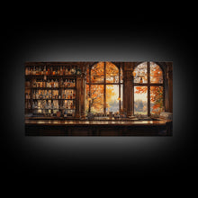 Load image into Gallery viewer, Bar Wall Art, Fall Wall Print, Tavern Art, Canvas Print, Wall Hanging, Panoramic Art, Anniversary Gift, Dining Room Decor, Gaming Wall Decor