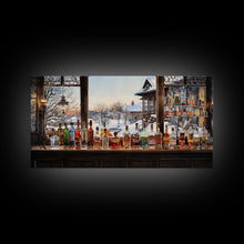 Load image into Gallery viewer, Bar Wall Decor, Winter Wall Print, Canvas Print, Wall Hanging, Panoramic Art, Home Bar Decor, Newlywed Gift, Tiny House Decor, Room Decor