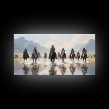 Load image into Gallery viewer, Cowboy Art Print, Western Wall Art, Horse Wall Art, Canvas Print, Wall Hanging, Panoramic Art, Ranch Decor, Western Art, College Dorm Decor