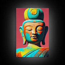 Cargar imagen en el visor de la galería, Colorful rainbow Buddha, framed canvas print zen wall art