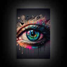 Load image into Gallery viewer, Vibrant Graffiti Style Eye Wall Art Canvas Print - Street Art Inspired Graphic Illustration Artwork