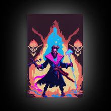 Carregar imagem no visualizador da galeria, Tabletop RPG pixel art, Human Necromancer Art, framed canvas print, framed game room decor