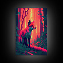 Load image into Gallery viewer, Fuchsia Fox In Woods Forest Twilight Sunset Fine Art Print, Wall Decor, Wall Poster, Wall Art Print