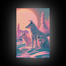 Carregar imagem no visualizador da galeria, Cute Arctic Fox Art, animal prints, framed canvas print wall art, vaporwave aesthetic soothing art