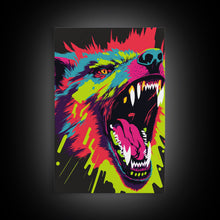 Cargar imagen en el visor de la galería, CHOMP! Wolf Bite! Framed Canvas Print, Unique Pop Art Style Animal Print