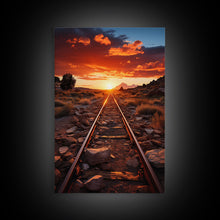 Carregar imagem no visualizador da galeria, Abandoned Train Tracks Somewhere In The Arizona Desert, Framed Canvas Print, Western Decor
