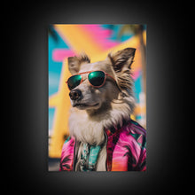 Load image into Gallery viewer, Dog With Shades, Pomeranian Wall Print, Dog Wall Art, Pink Shirt, Funny Wall Art, Framed Wall Art, Framed Canvas, Wall Print, Wall Canvas