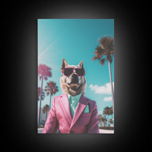Carregar imagem no visualizador da galeria, Akita Wall Print, Dog Wall Art, Dog Sunglasses, Pink Business Suit, Funny Wall Art, Framed Wall Art, Framed Canvas, Wall Print, Wall Canvas