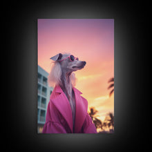 Carregar imagem no visualizador da galeria, Afghan Hound Wall Print, Dog Wall Art, Dog Sunglasses, Dog In Pink Suit, Funny Art, Framed Wall Art, Framed Canvas, Wall Print, Wall Canvas