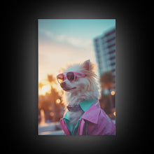Cargar imagen en el visor de la galería, Chihuahua Wall Print, Dog Wall Art, Dog Sunglasses, Dog In Pink Jacket, Funny Art, Framed Wall Art, Framed Canvas, Wall Print, Wall Canvas