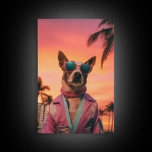 Cargar imagen en el visor de la galería, Chihuahua Wall Print, Dog Print, Dog Sunglasses, Dog In Pink Tracksuit, Funny Art, Framed Wall Art, Framed Canvas, Wall Print, Wall Canvas