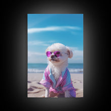 Load image into Gallery viewer, CShih Tzu In Beach Sunglasses Wall Print, Dog Décor, Dog Print, Dog Portrait, Framed Wall Art, Framed Canvas, Wall Print, Wall Canvas