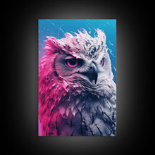 Load image into Gallery viewer, Bird Wall Print, Animal Art Print, Animal Portrait, Pink Art, Wildlife Art, Owl Art, Framed Wall Art, Framed Canvas, Wall Print, Wall Canvas