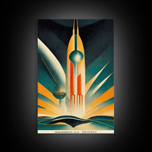 Carregar imagem no visualizador da galeria, Art Deco Style Spaceship, Space Exploration, Science Fiction / SciFi Canvas Print, Ready to Hang Wall Art