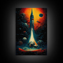 Load image into Gallery viewer, Cosmic Horror Space Exploration Poster Canvas Print, Scifi Wall Art, ready to hang wall art