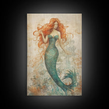 Load image into Gallery viewer, Coastal Mermaid Canvas Print Or Poster, Framed