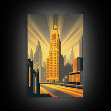 Load image into Gallery viewer, Art Deco Architecture, Framed Canvas Print, 1930s Style Art Deco City Skyline
