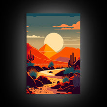 Load image into Gallery viewer, Art Deco Minimalism Desert Art, 3 Piece Triptych Art, Framed Canvas Prints, Multi-Panel Art, Desert Prints, Arizona Art, Western Decor