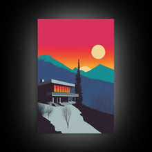 Load image into Gallery viewer, Scandinavian Canvas Prints Framed, 3 Piece Wall Art, Nordic Print Set, Modern Abstract Art, Minimalist Landscape Sunset Art, Forest Mountain