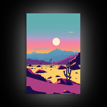 Load image into Gallery viewer, Desert Canvas Prints Set of 3, Arizona Desert 3 Panel Wall Art, Retro Boho Desert Art Print, Nature Gallery Wall Set, Large Framed Wall Art